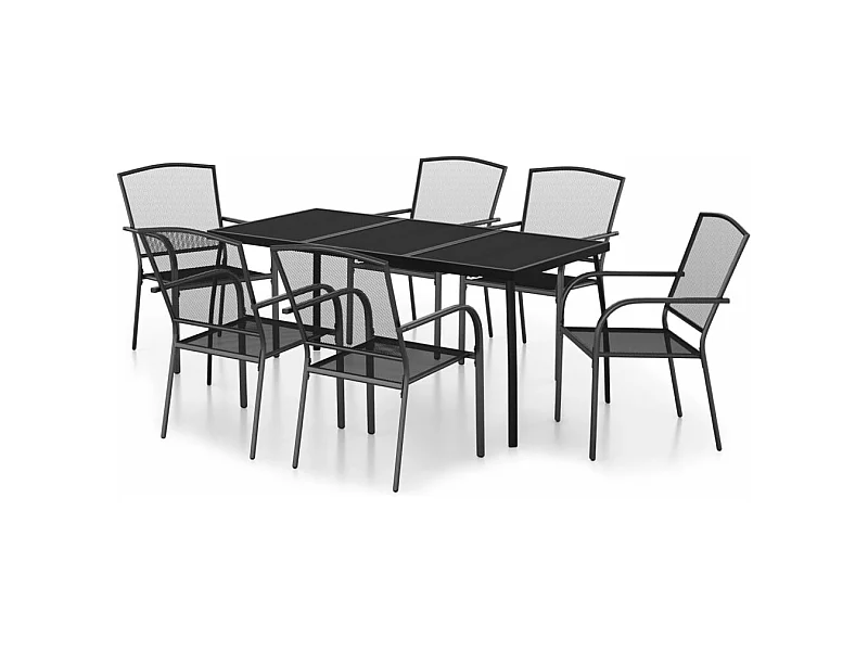 Ensemble à manger de jardin 7 pcs anthracite acier