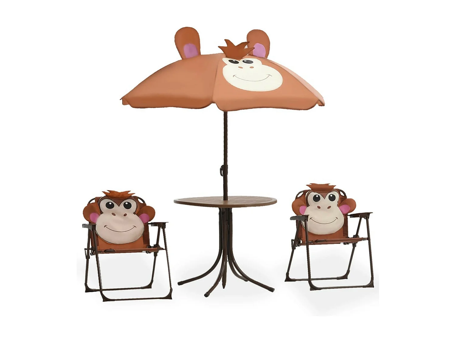Jeu de bistro avec parasol pour enfants 3 pcs Marron