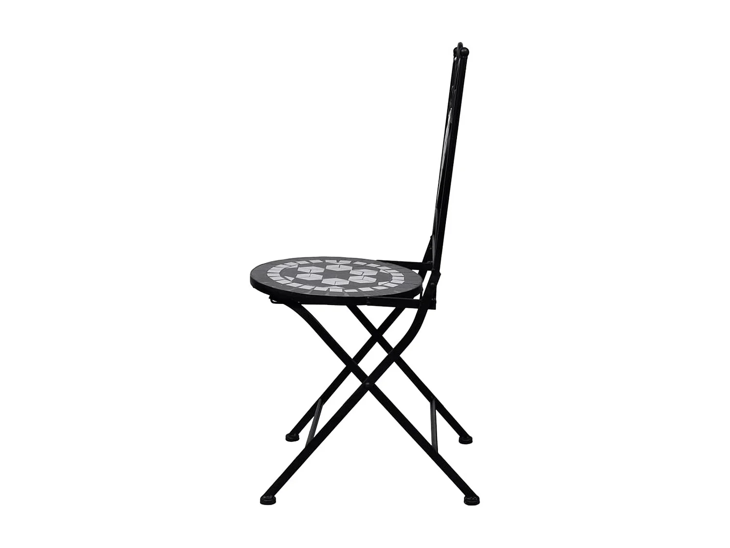 Meuble de bistro mosaïque 3pcs Carreaux céramiques Noir-blanc