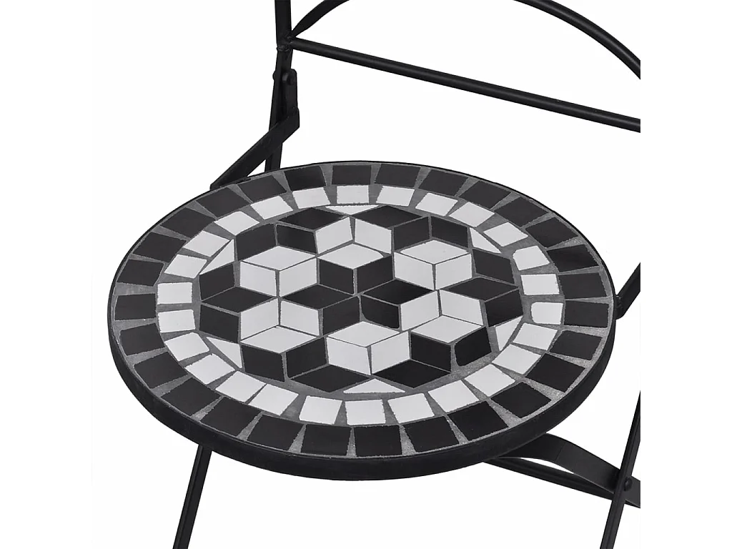 Meuble de bistro mosaïque 3pcs Carreaux céramiques Noir-blanc