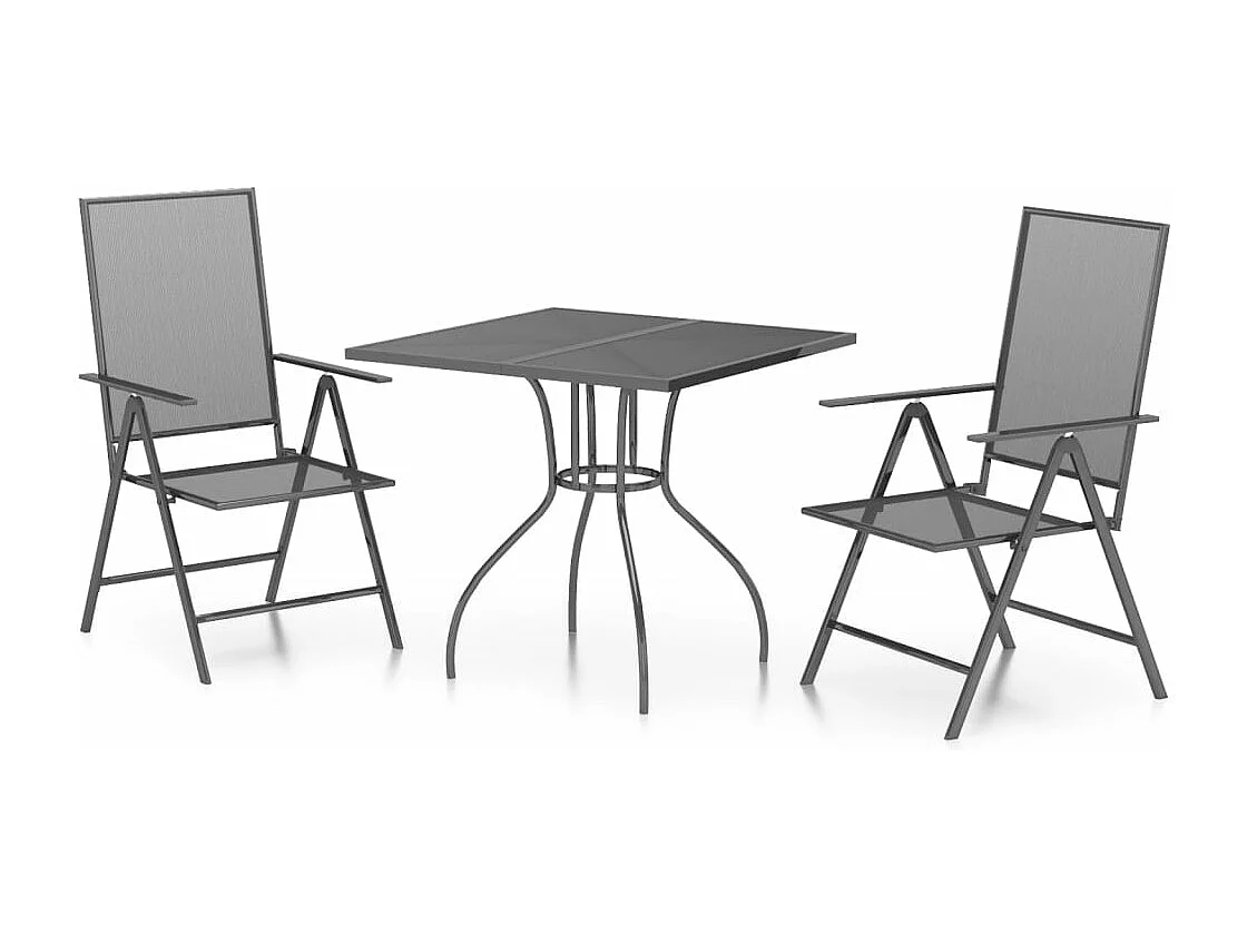 Ensemble à manger de jardin 3 pcs anthracite acier