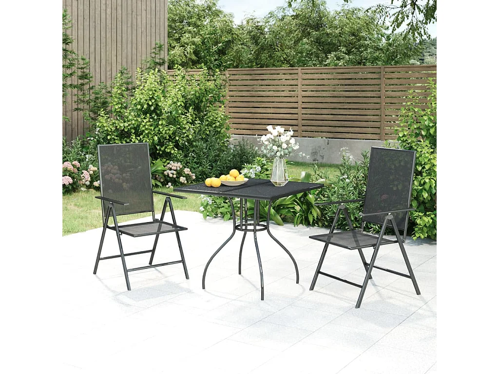 Ensemble à manger de jardin 3 pcs anthracite acier