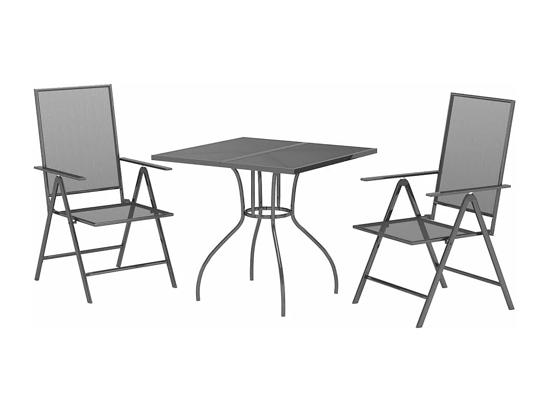 Ensemble à manger de jardin 3 pcs anthracite acier