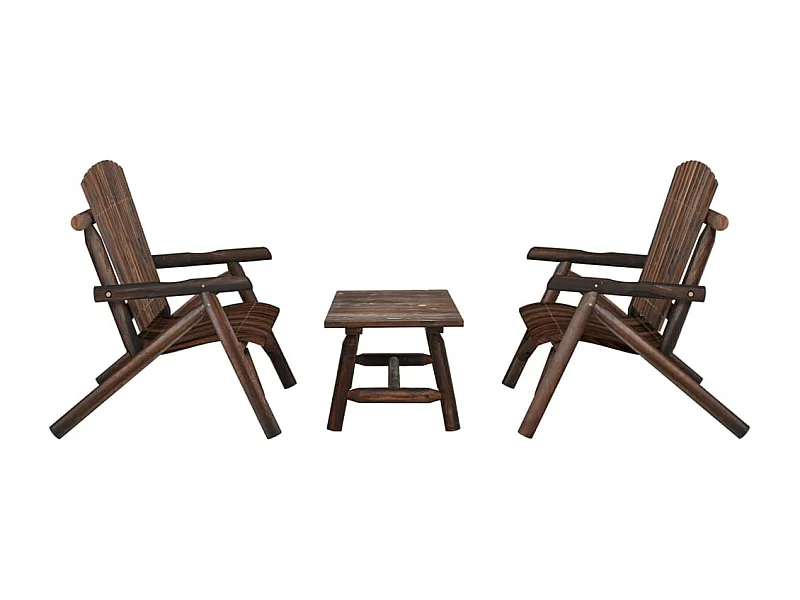 Ensemble de salon de jardin 3 pcs bois massif d'épicéa