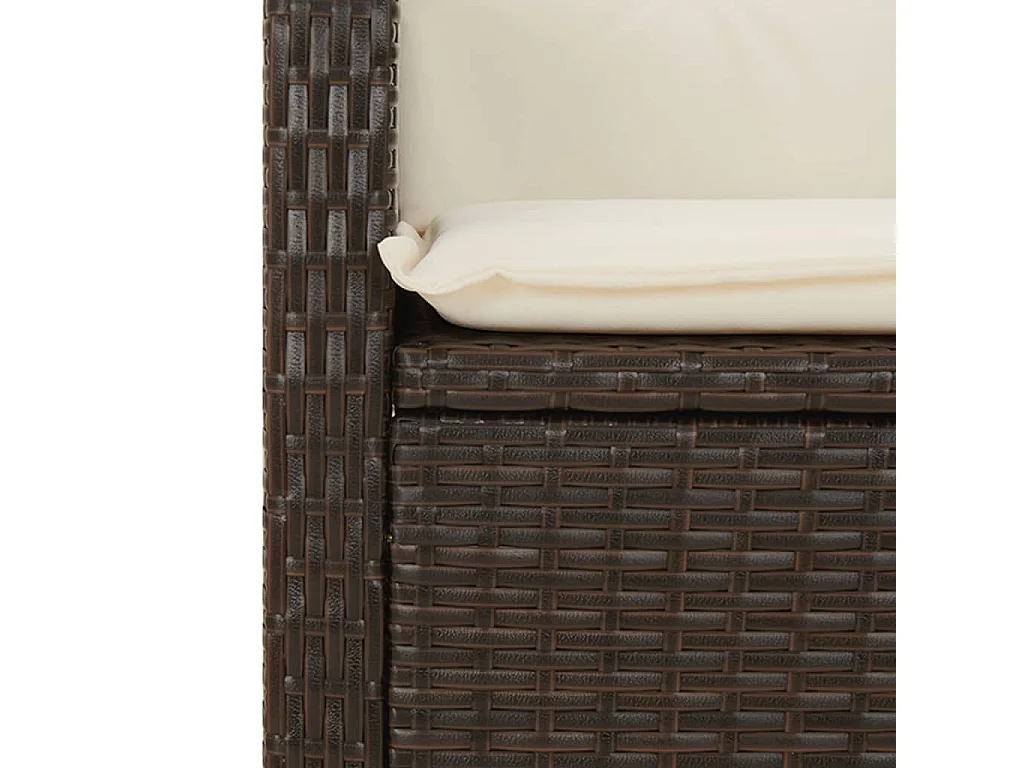 Ensemble à manger de jardin 3 pcs et coussins marron poly rotin