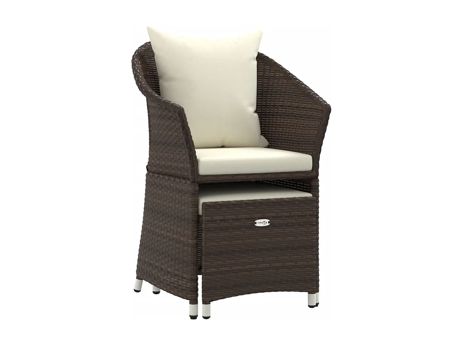 Salon de jardin 2 pcs avec coussins Marron Résine tressée