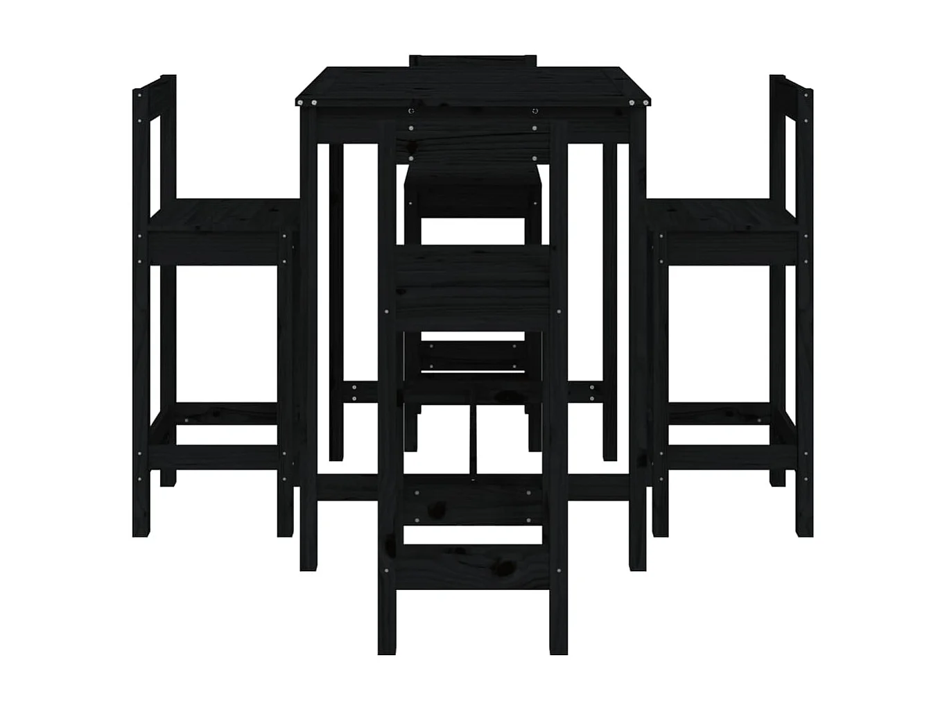 Ensemble de bar de jardin 5 pcs noir bois de pin massif