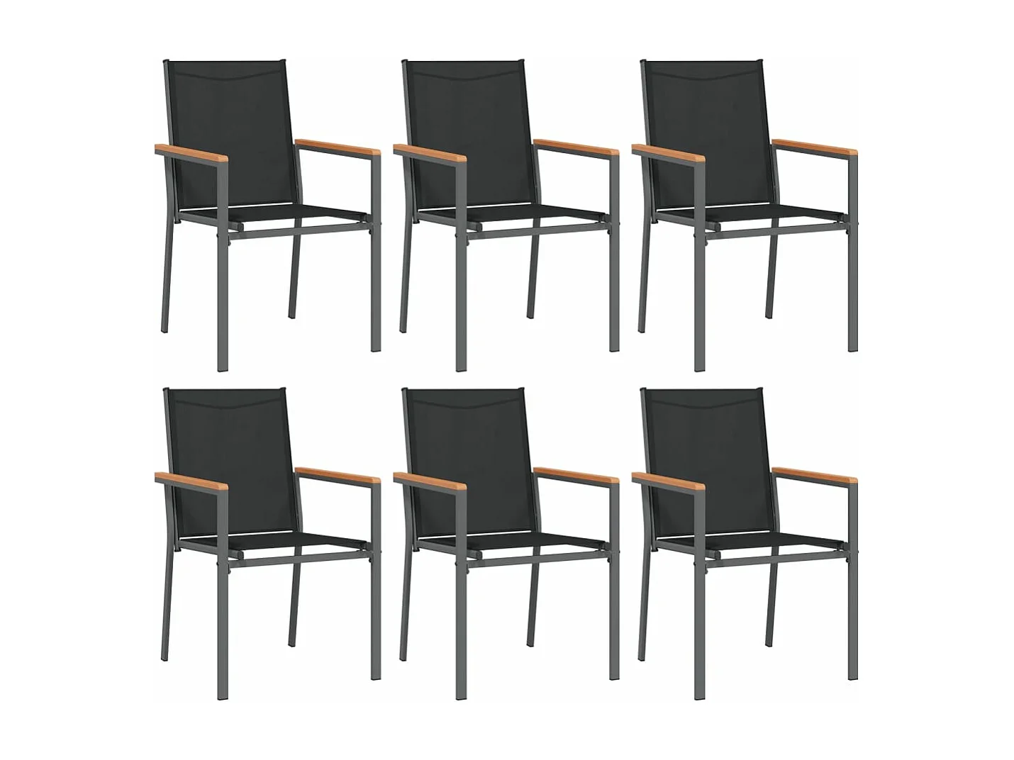 Ensemble à manger de jardin 7 pcs noir textilène et acier