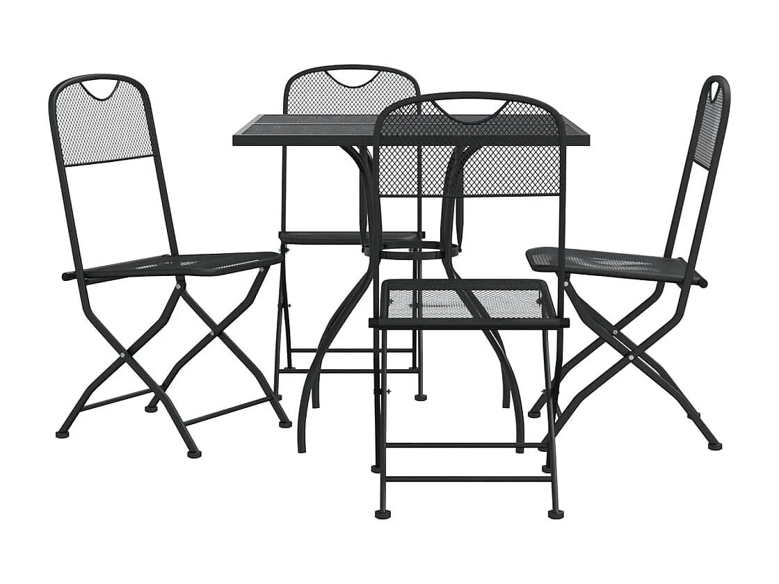 Ensemble à manger de jardin 5 pcs anthracite métal maille