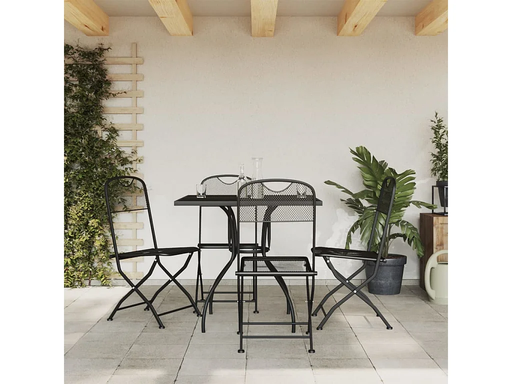 Ensemble à manger de jardin 5 pcs anthracite métal maille