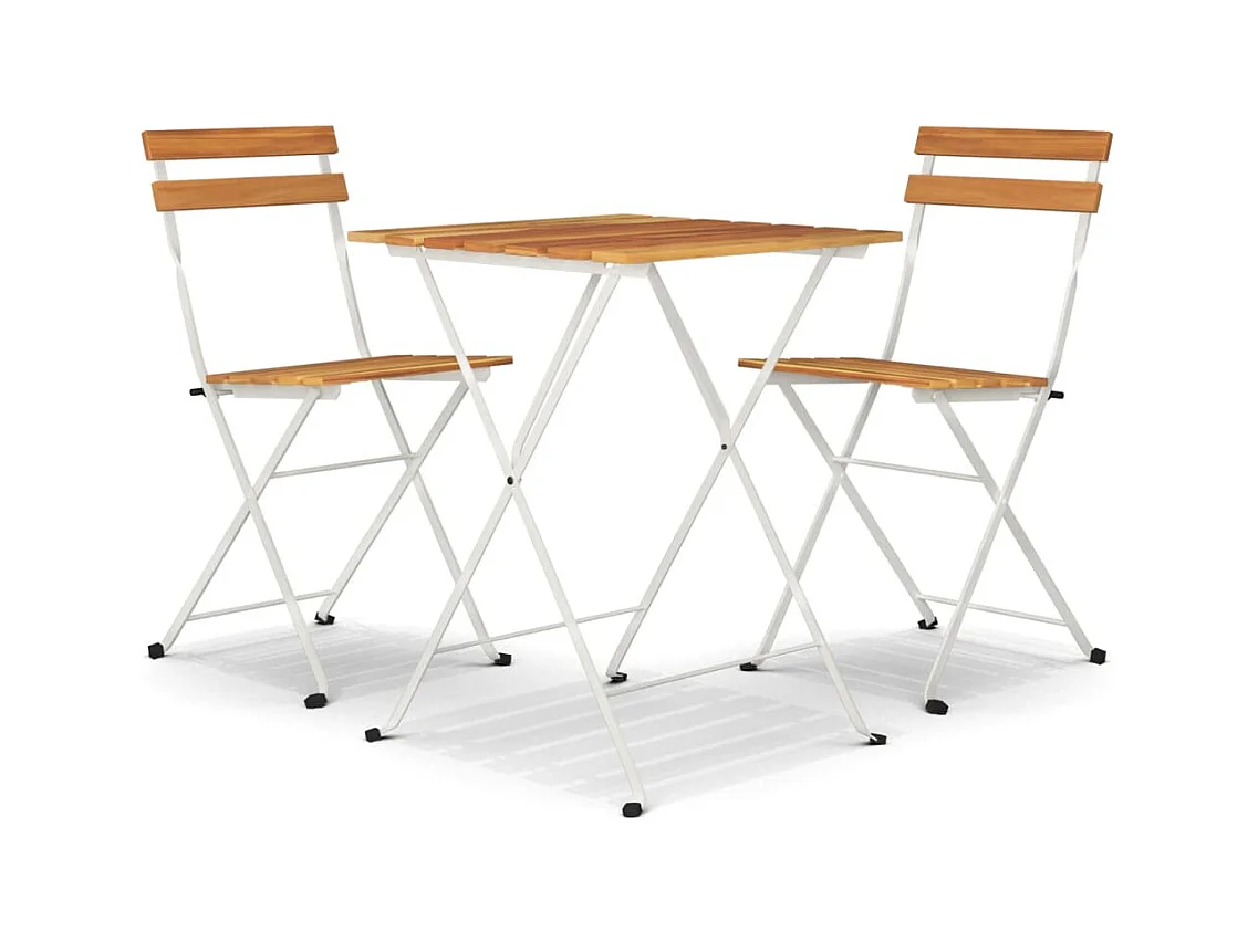 Ensemble de bistro pliable 3 pcs Bois d'acacia solide et acier