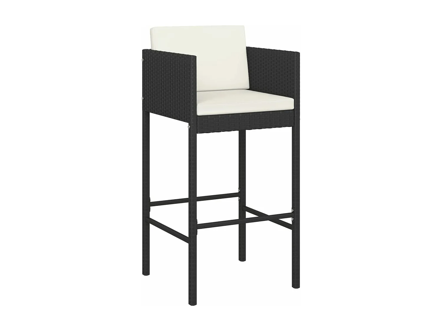 Ensemble de bar de jardin 7 pcs avec coussins noir poly rotin