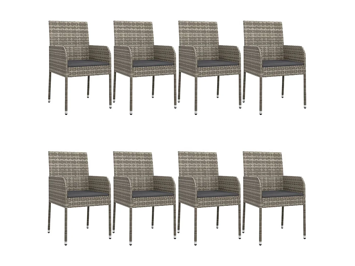 Ensemble à manger de jardin 9pcs et coussins noir et gris