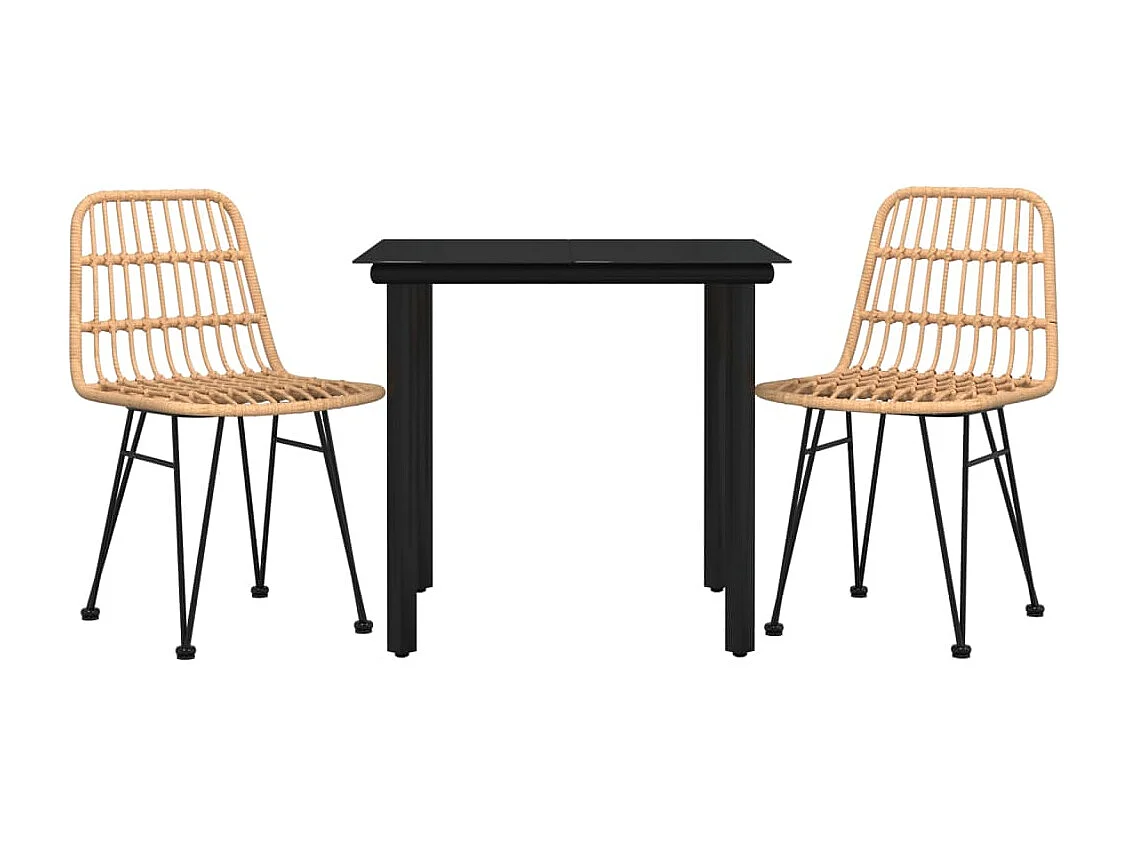 Ensemble à manger de jardin 3 pcs Résine tressée