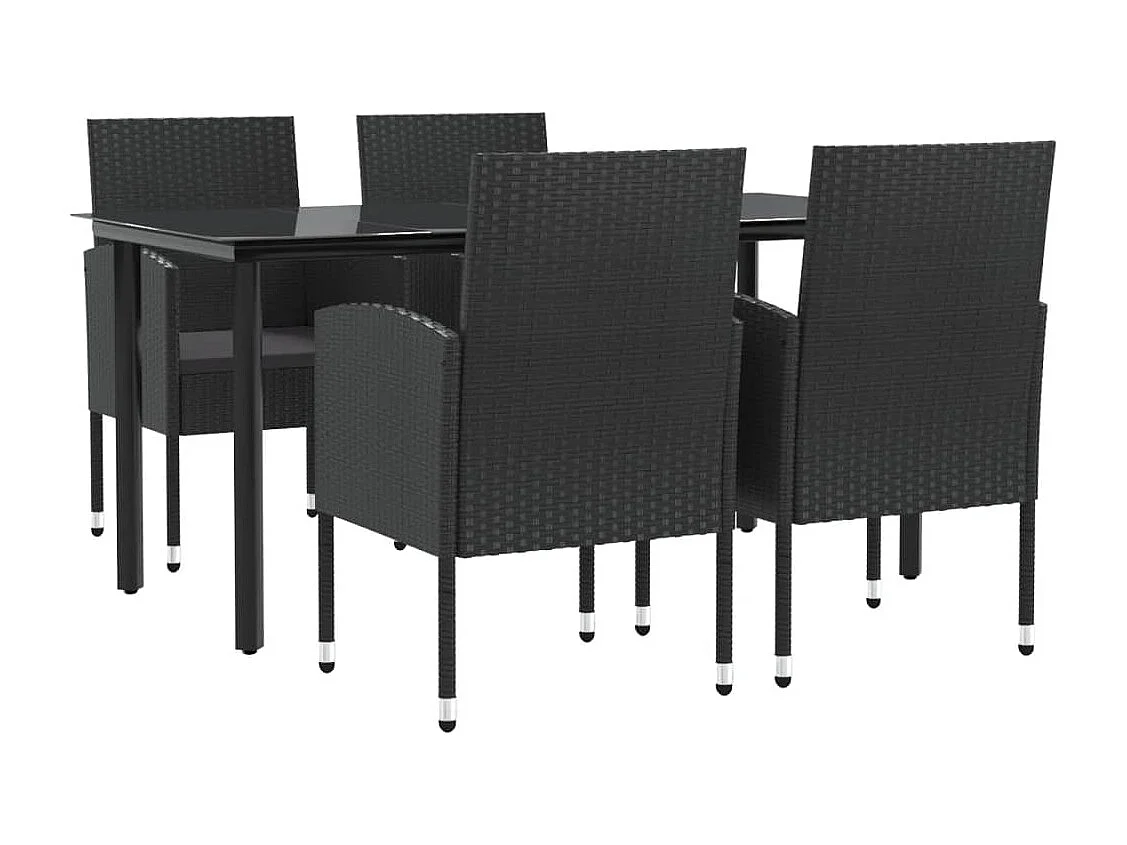 Ensemble à manger de jardin 5 pcs noir résine tressée et acier