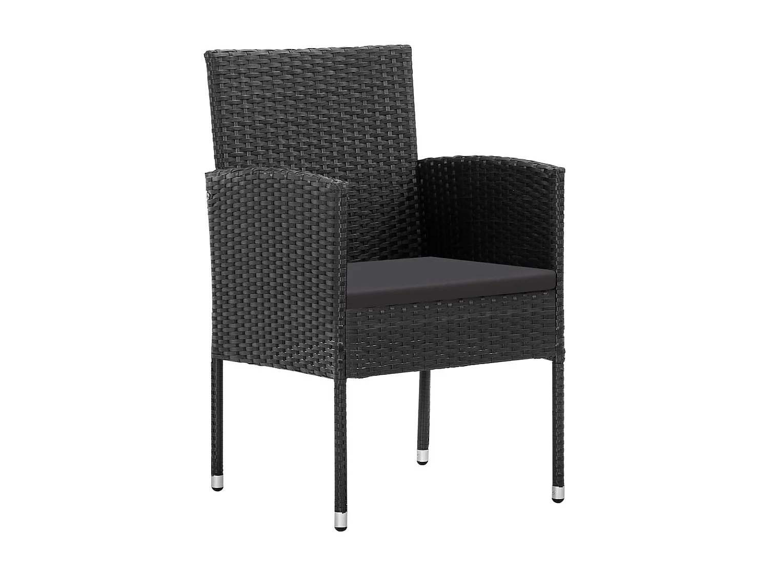 Ensemble à manger de jardin 5 pcs noir résine tressée et acier