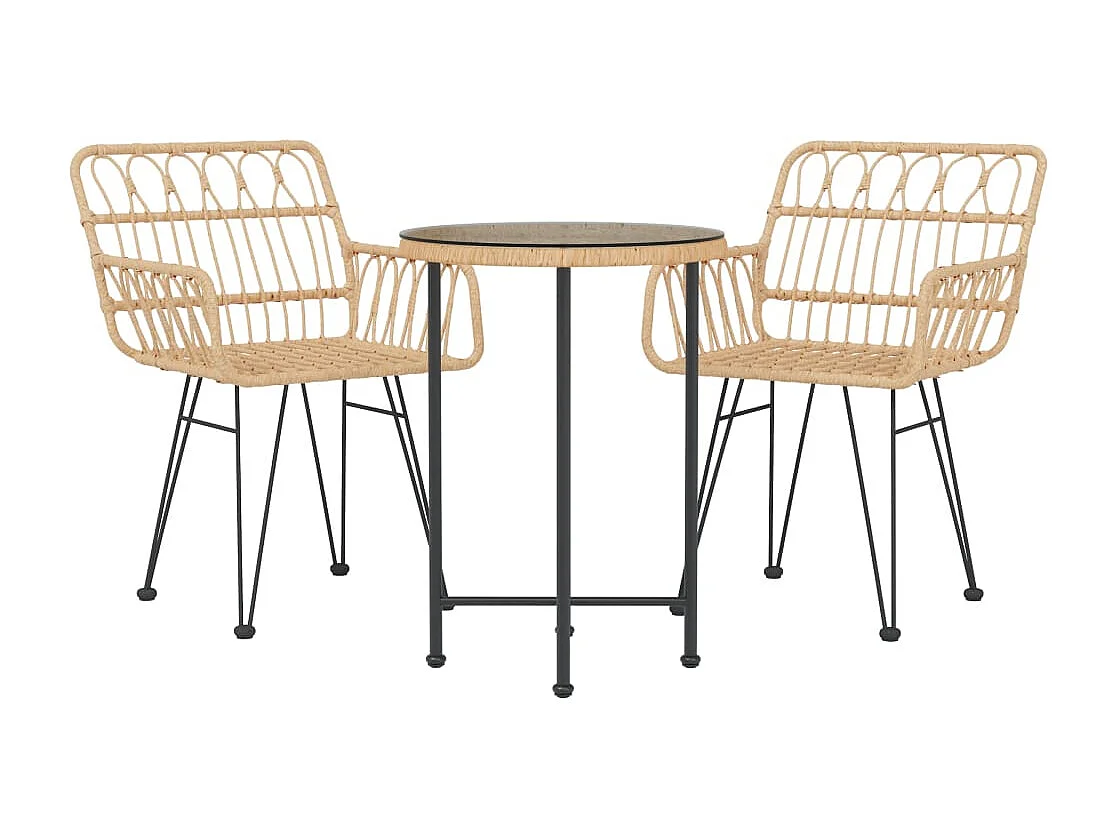 Ensemble à manger de jardin 3 pcs Résine tressée
