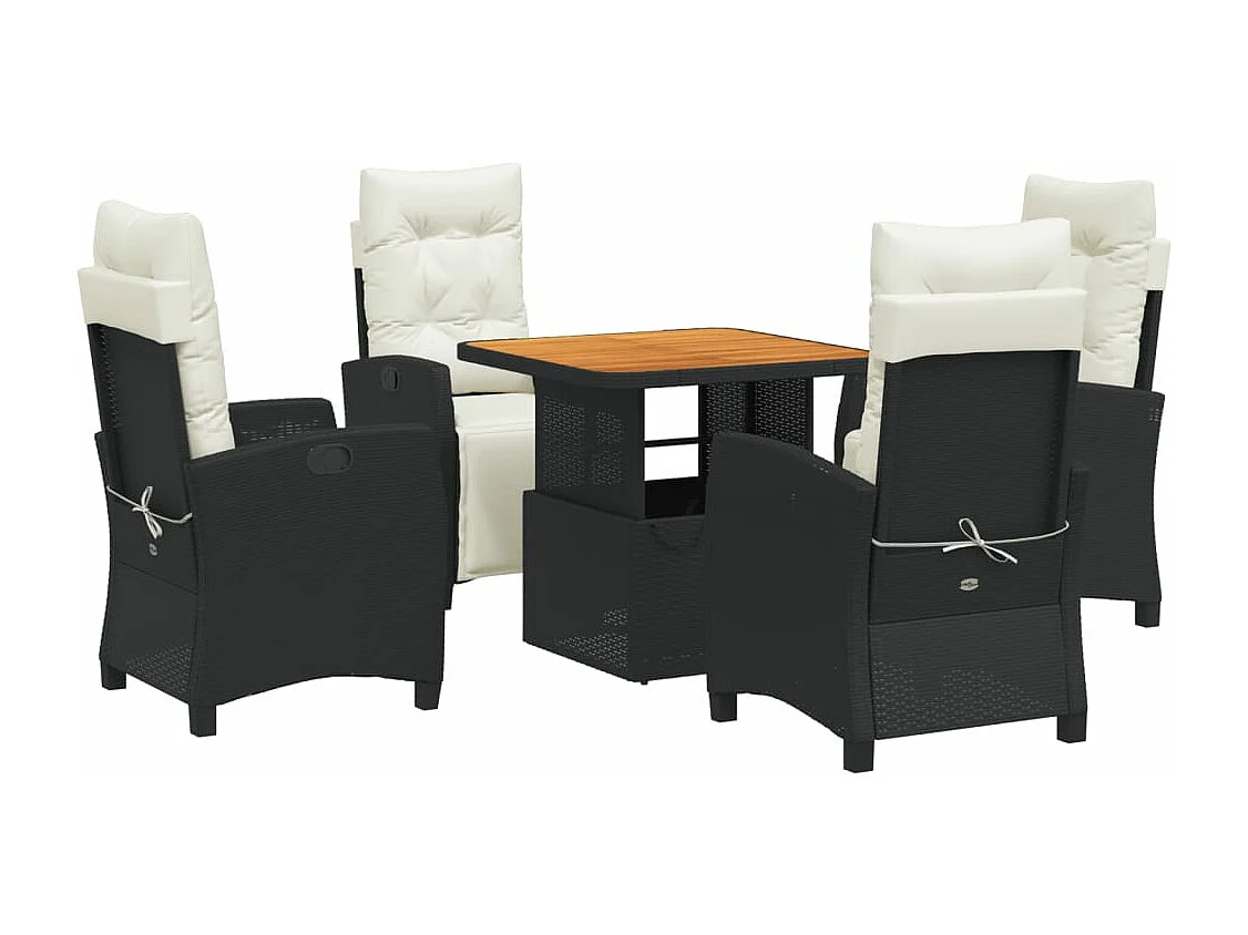 Ensemble à manger de jardin coussins 5pcs Noir Résine tressée