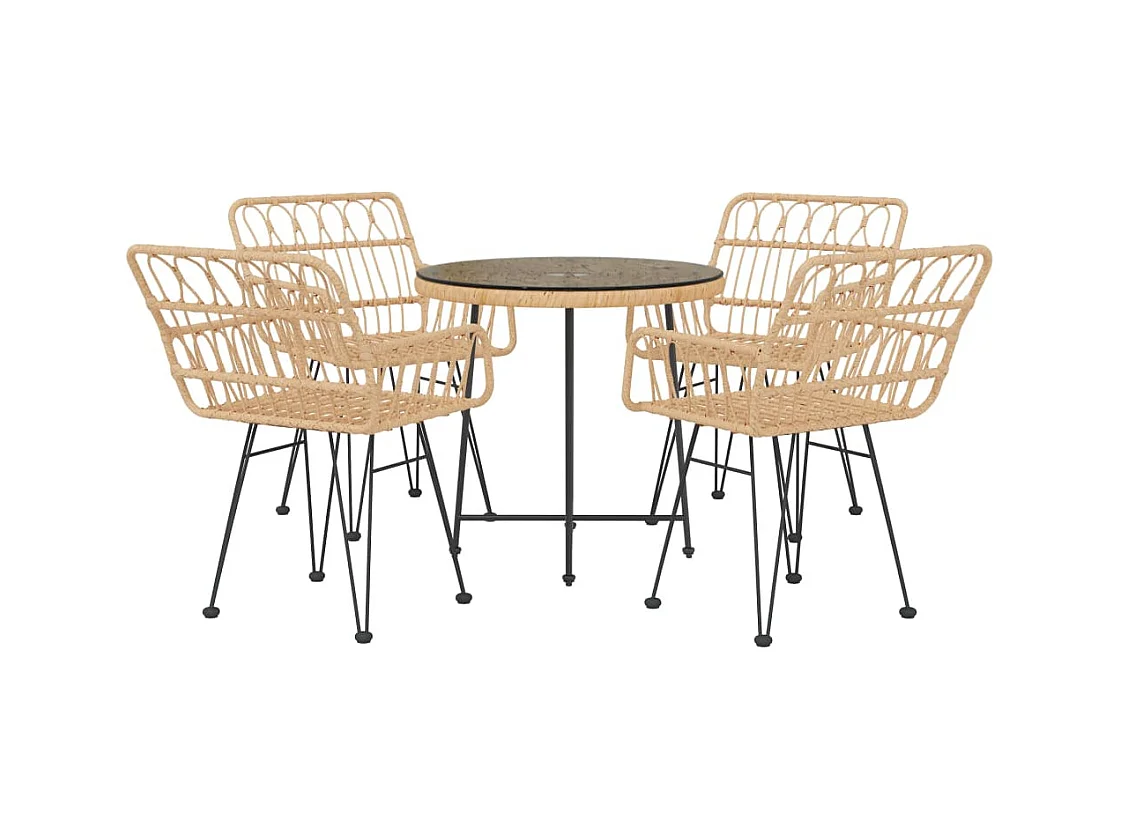 Ensemble à manger de jardin 5pcs Résine tressée