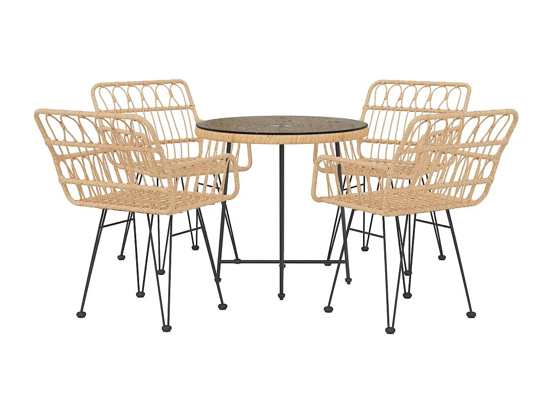 Ensemble à manger de jardin 5pcs Résine tressée