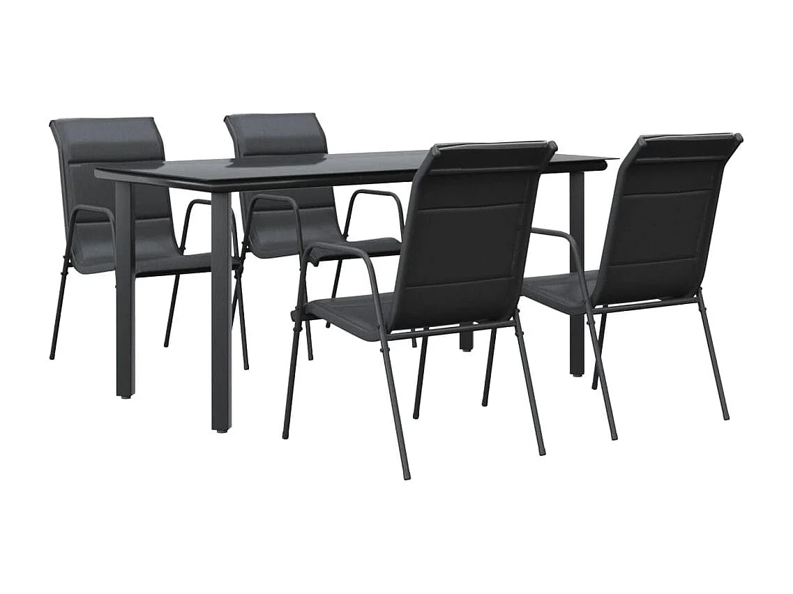 Ensemble à manger de jardin 5 pcs noir textilène et acier