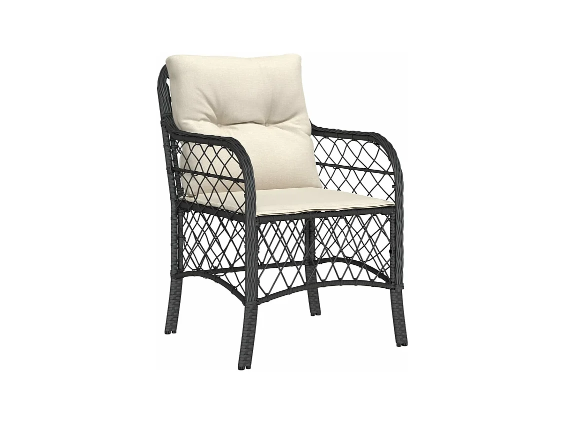 Ensemble à manger de jardin coussins 7pcs Noir Résine tressée