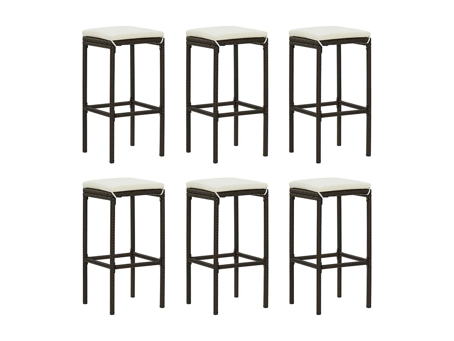 Ensemble de bar de jardin avec coussins 7 pcs Marron 3