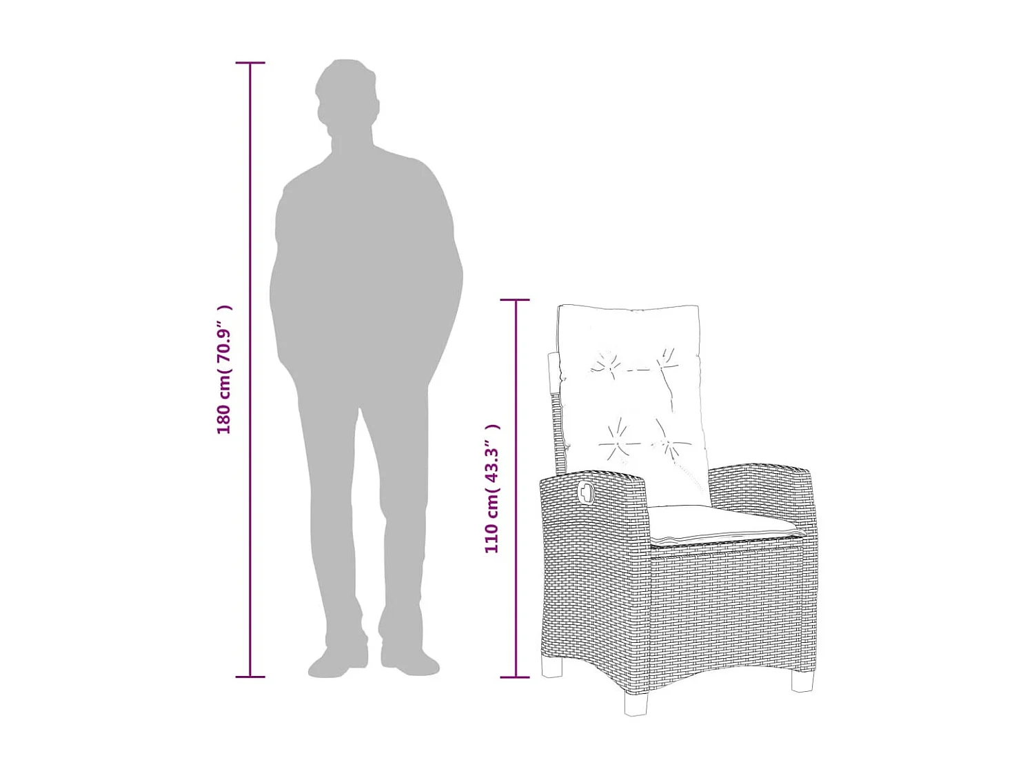 Ensemble à manger de jardin et coussins 5 pcs gris clair rotin