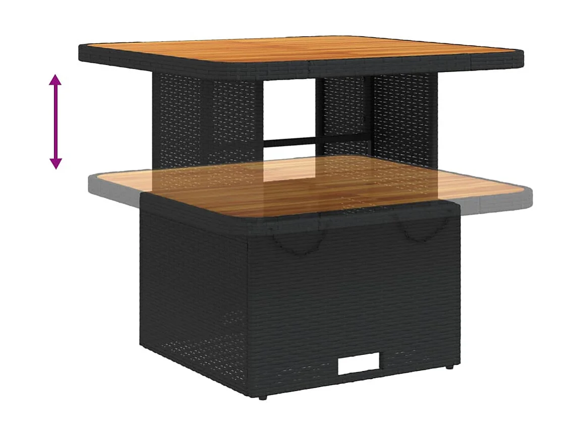 Ensemble à manger de jardin coussins 5pcs Noir Résine tressée