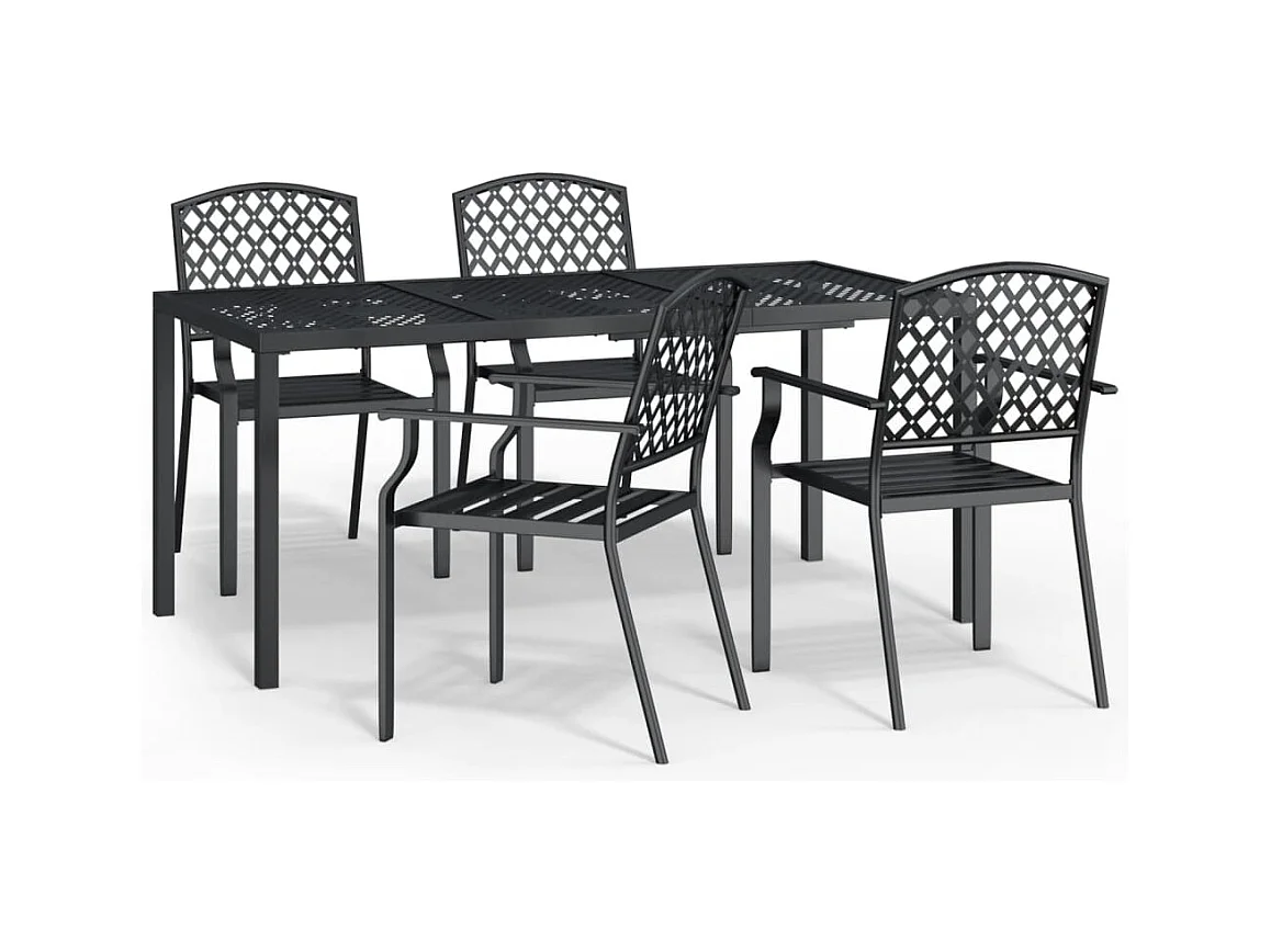 Ensemble à manger de jardin 5 pcs anthracite acier