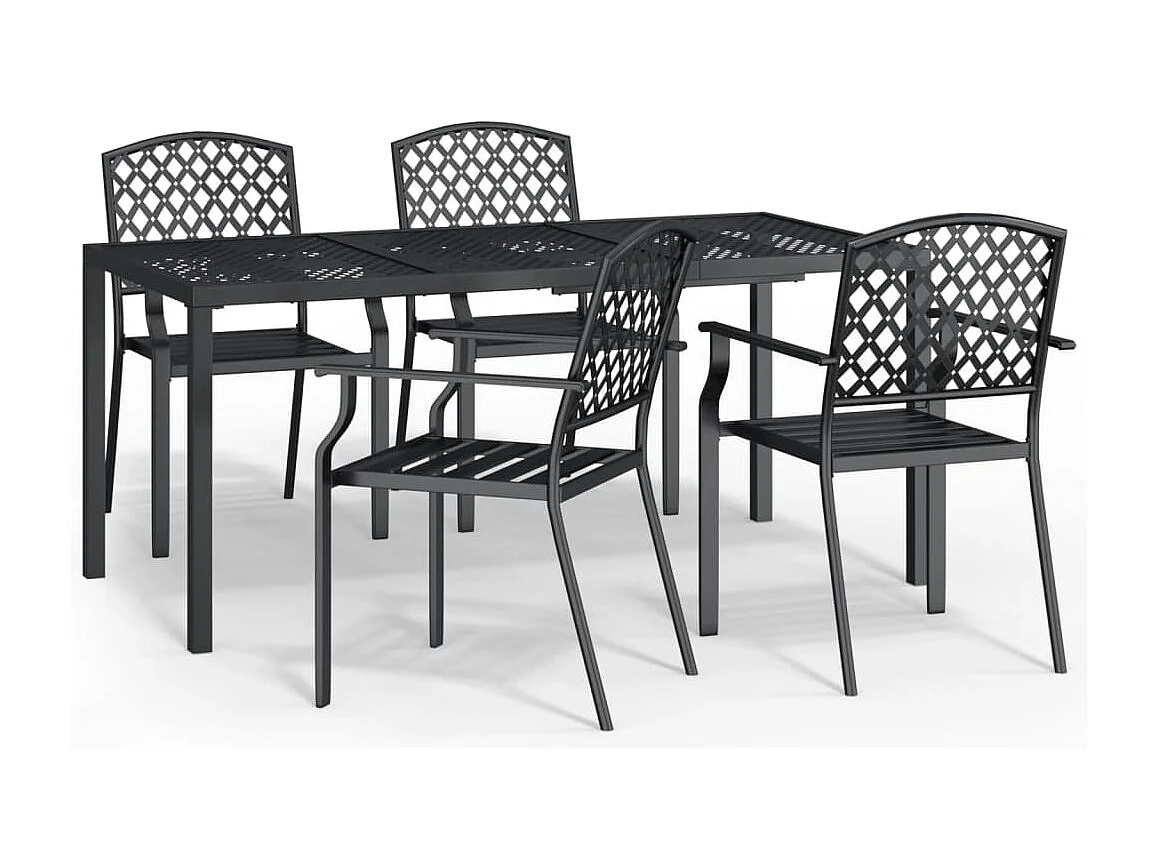 Ensemble à manger de jardin 5 pcs anthracite acier