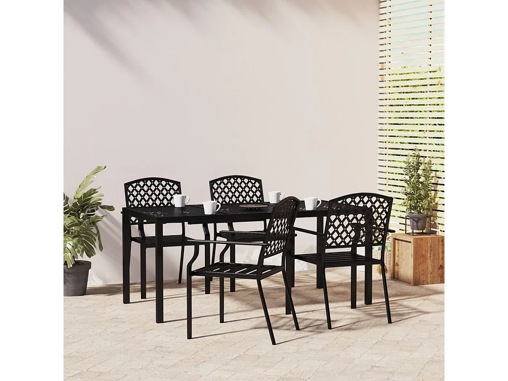 Ensemble à manger de jardin 5 pcs anthracite acier