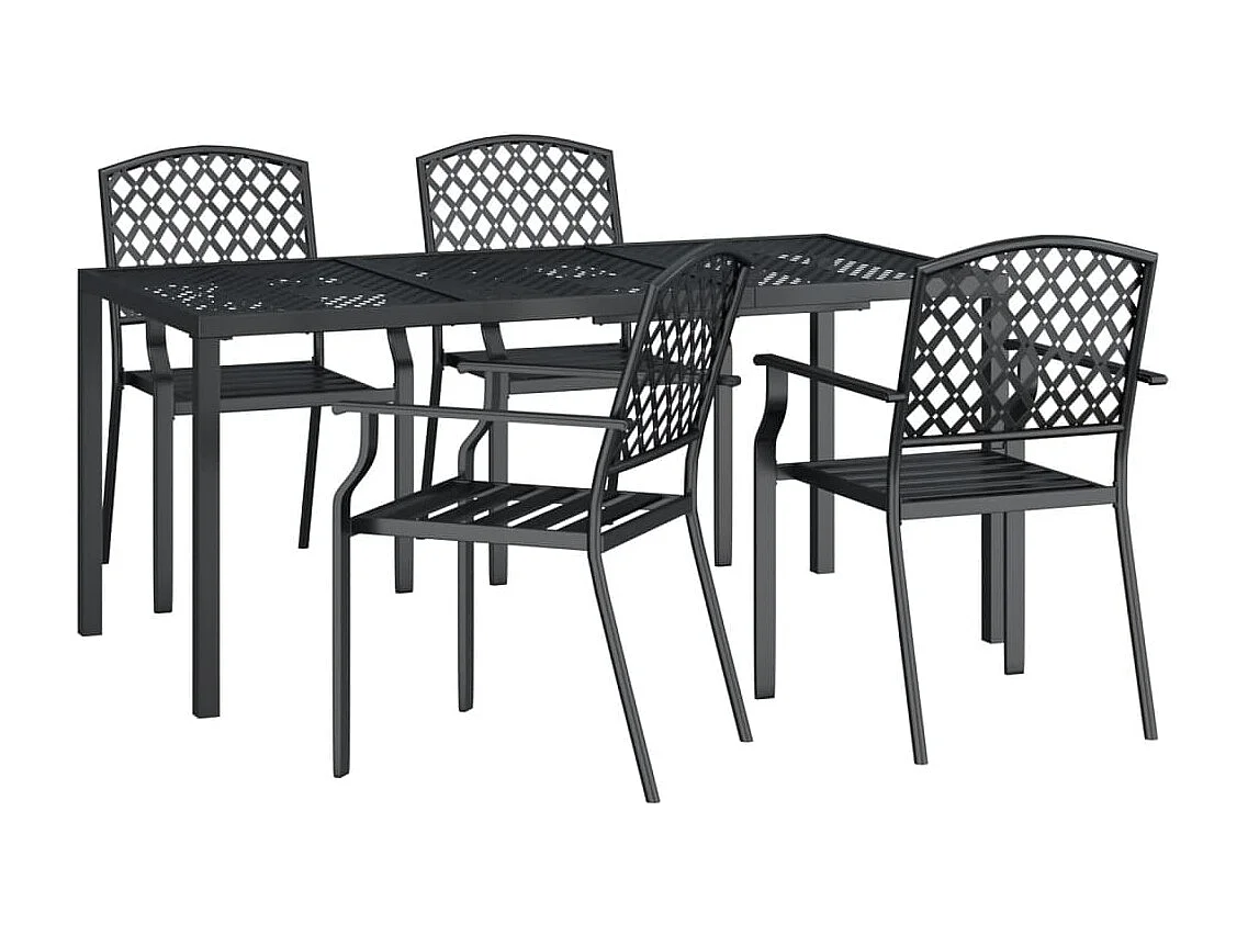 Ensemble à manger de jardin 5 pcs anthracite acier