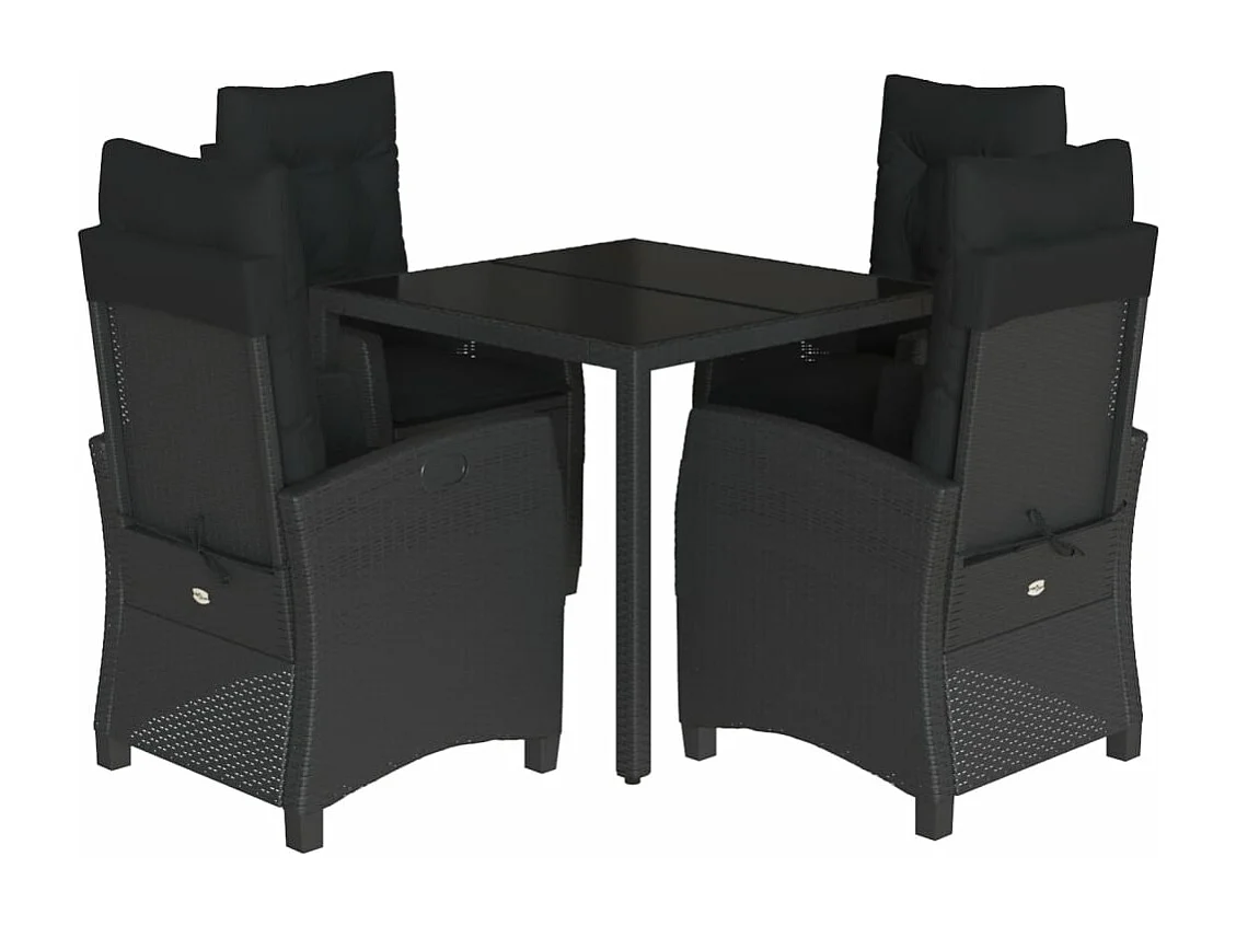 Set de muebles jardín 5 pzas con cojines ratán sintético negro