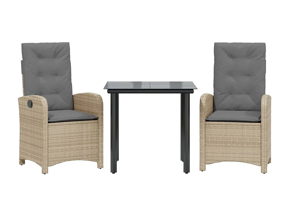 Ensemble à manger de jardin et coussins 3 pcs mélange beige