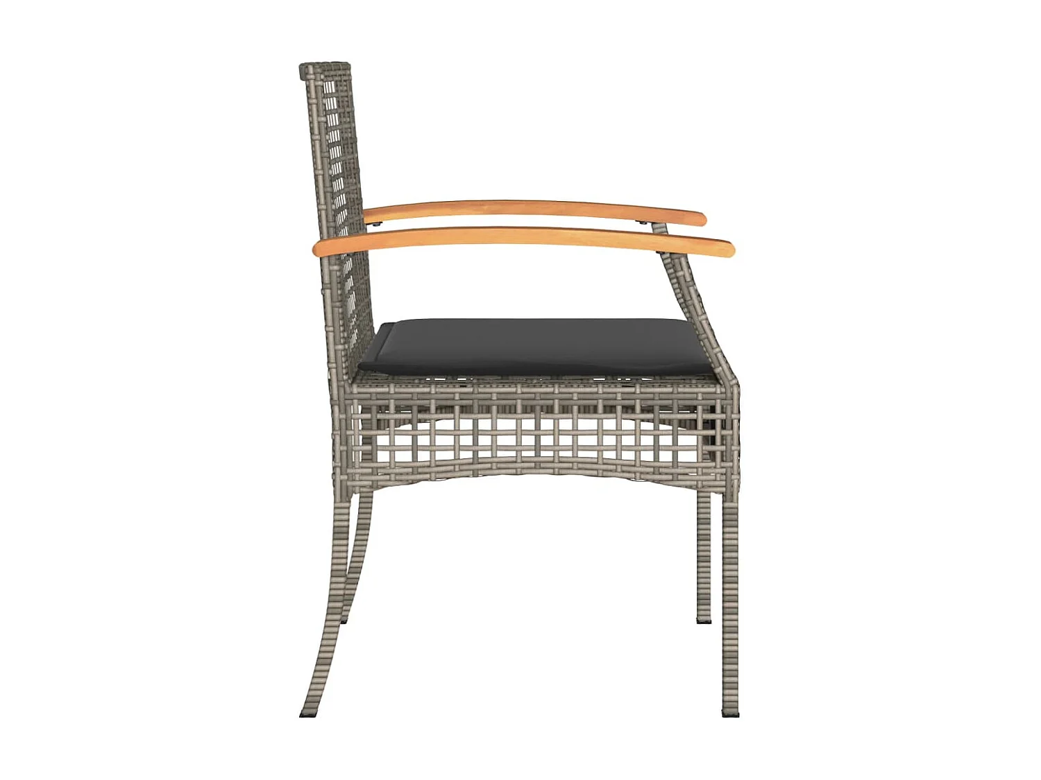 Ensemble de bistro 3 pcs et coussins gris résine tressée acacia