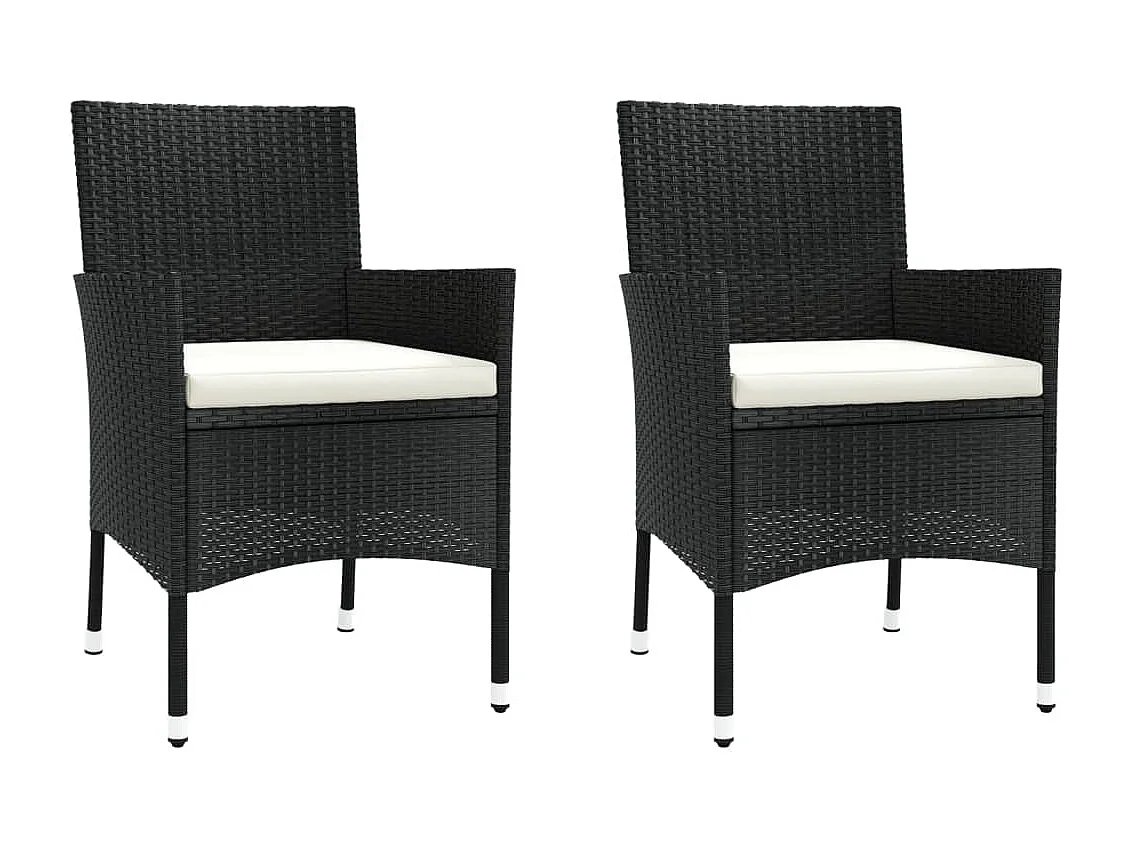 Ensemble de bistro de jardin 3 pcs coussins noir poly rotin