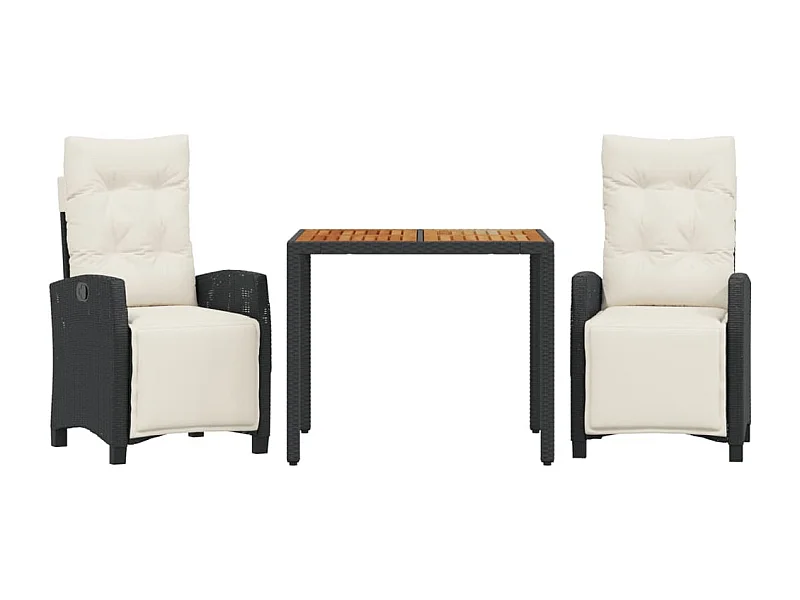 Ensemble à manger de jardin avec coussins 3 pcs Noir