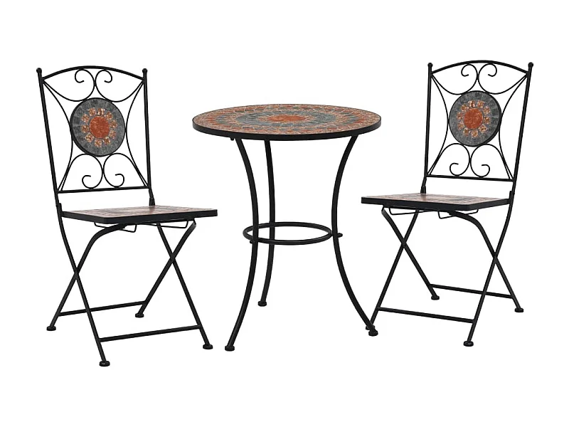 Mobilier de bistro 3 pcs mosaïque Carreau céramique Orange-Gris