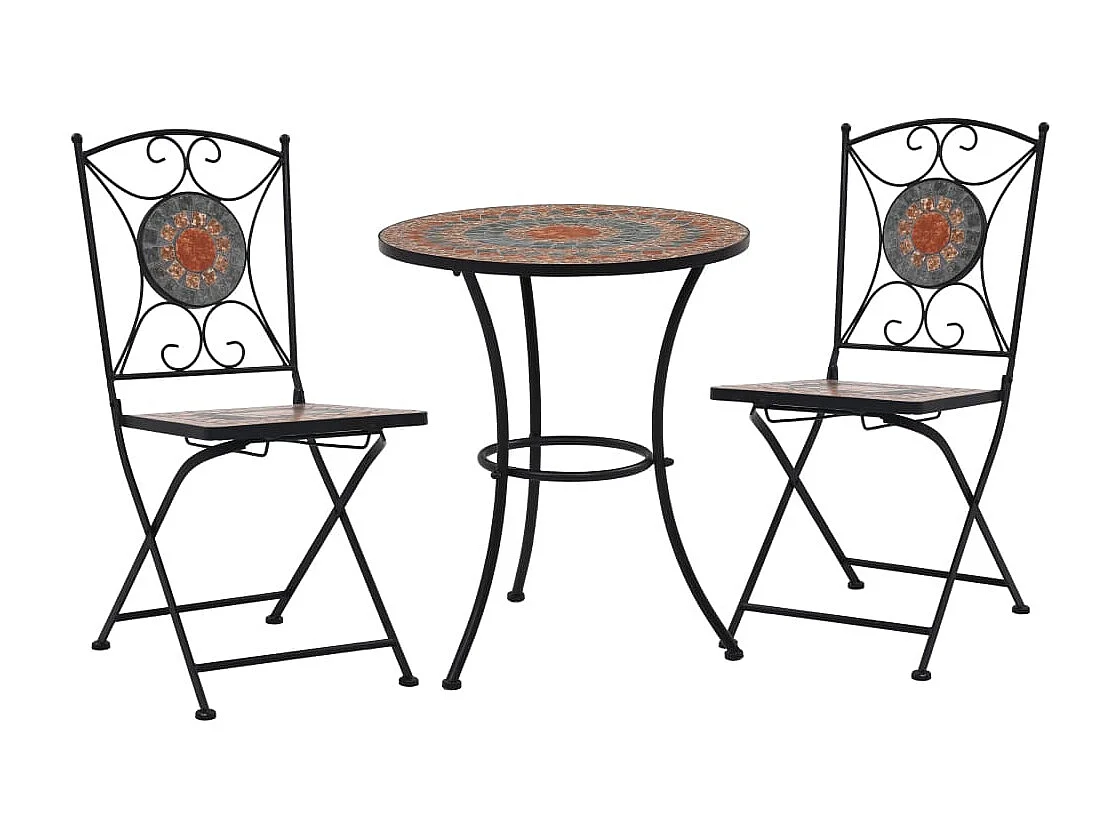 Mobilier de bistro 3 pcs mosaïque Carreau céramique Orange-Gris