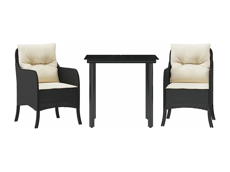 Ensemble à manger de jardin avec coussins 3 pcs Noir
