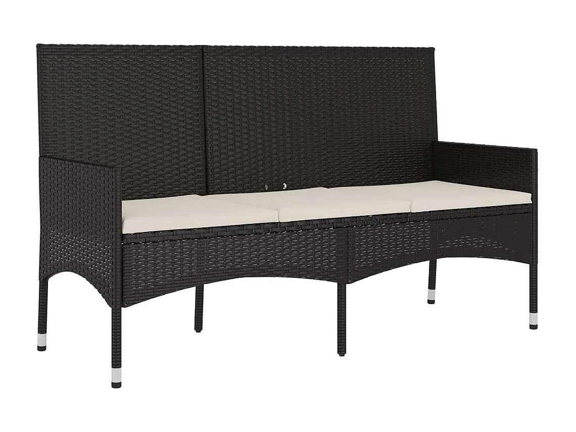 Salon de jardin 4 pcs avec coussins Noir Résine tressée