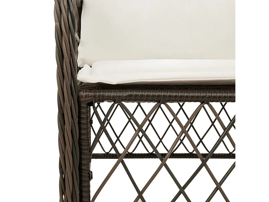 Ensemble à manger de jardin 5 pcs et coussins marron poly rotin