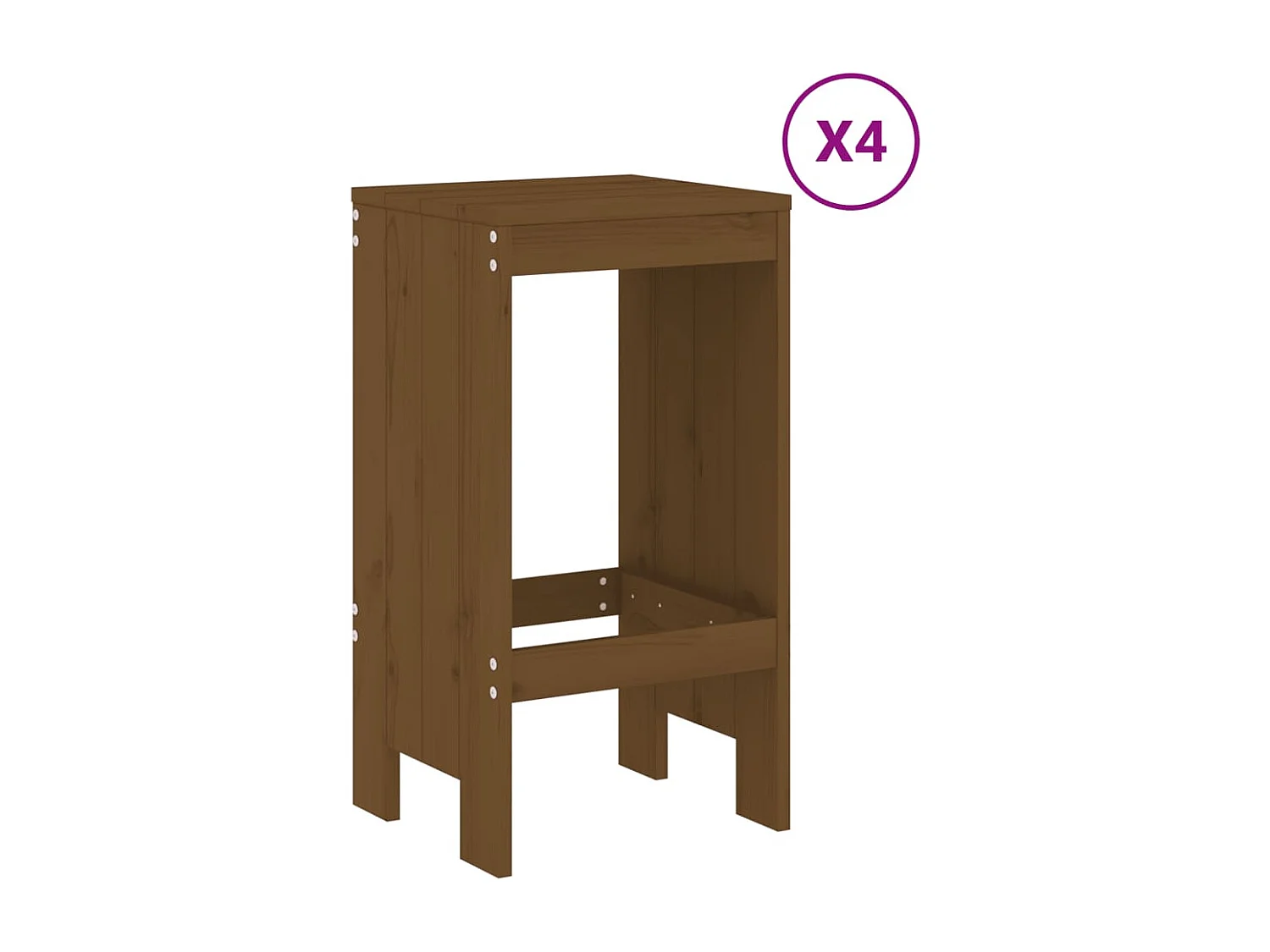 Ensemble de bar de jardin 5 pcs marron miel bois de pin massif