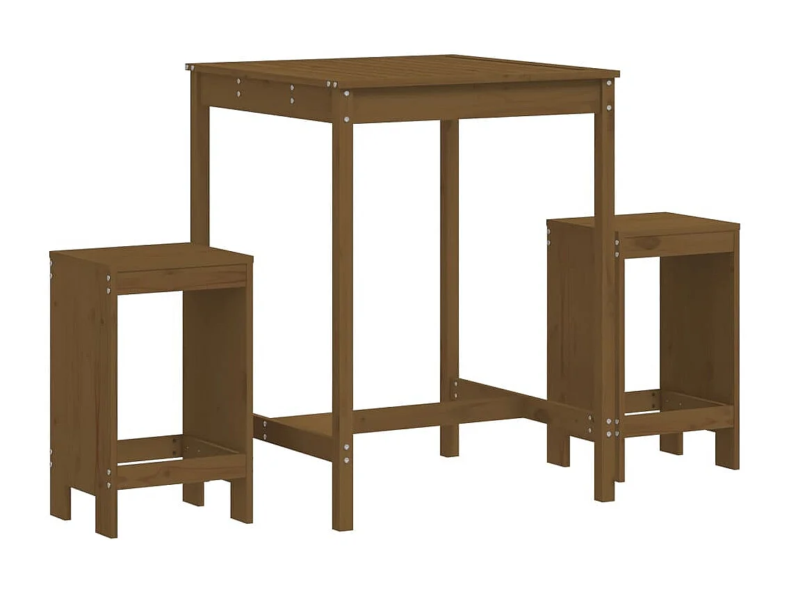 Ensemble de bar de jardin 3 pcs marron miel bois pin massif