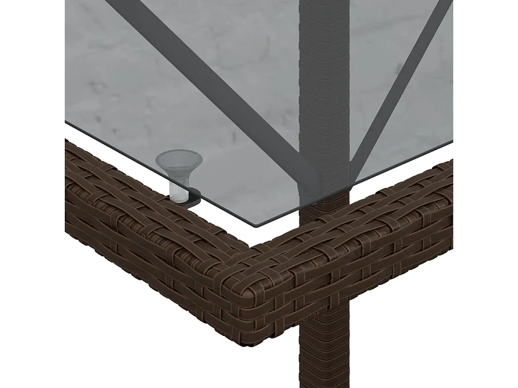 Ensemble de bistro 3 pcs avec coussins marron résine tressée