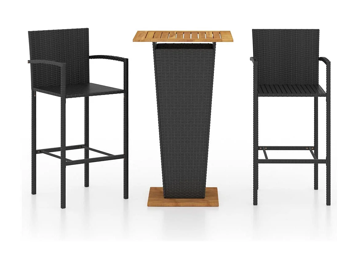 Ensemble de bar de jardin 3 pcs Noir 5