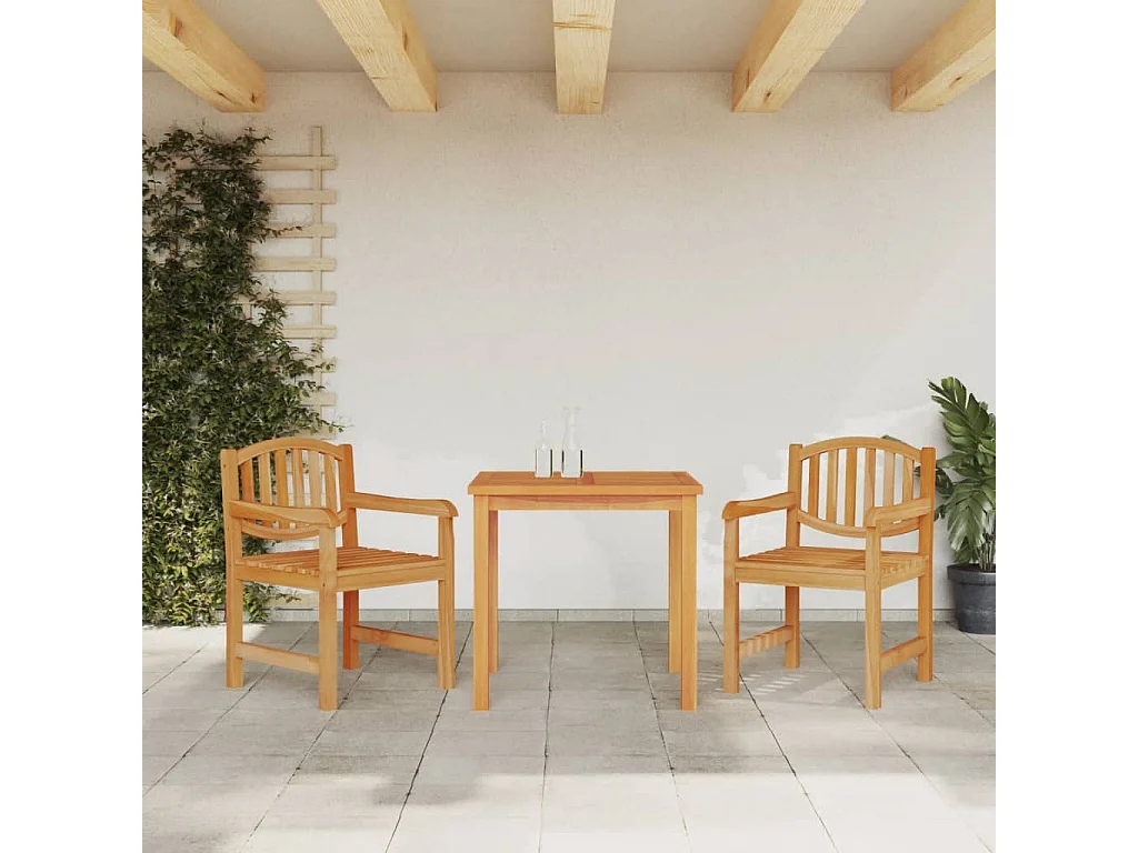 Ensemble à manger de jardin 3 pcs Bois de teck massif