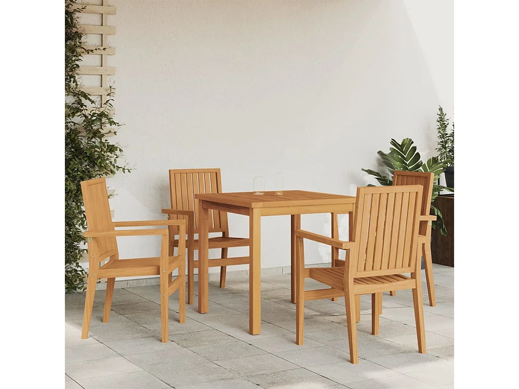 Ensemble à manger de jardin 5pcs Bois de teck massif