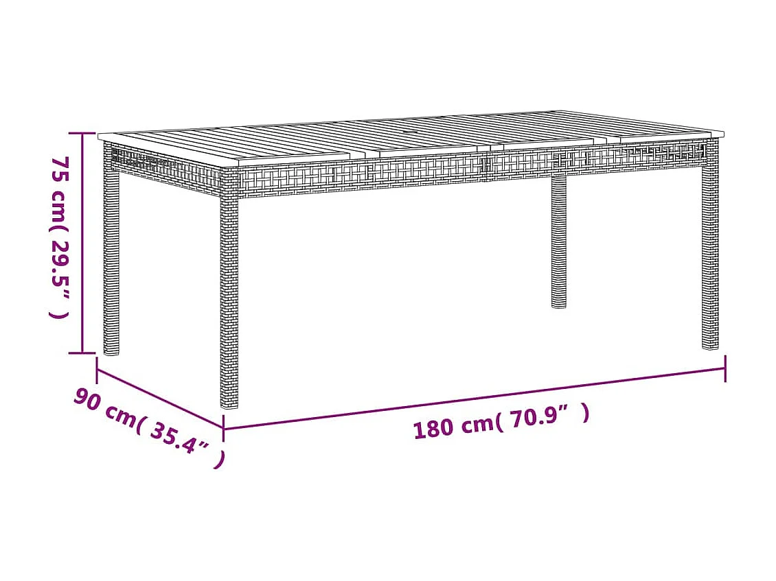 Ensemble à manger de jardin et coussins 9 pcs beige Poly rotin